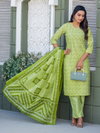 Green Colour Cotton Blend With Print Kurti With Pant Dupatta Wholesale Price In Surat Aaradhna 2029